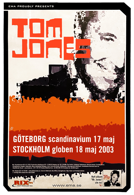 Poster för konserten med Tom Jones.