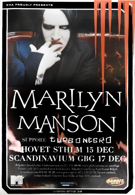 Poster för konserten med Marilyn Manson.
