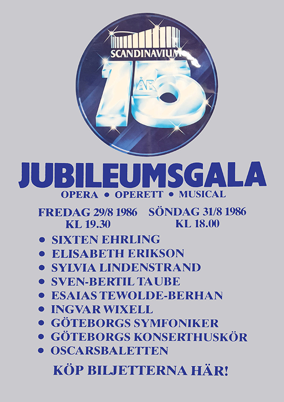 Poster för Scandinaviums jubileumsgala. Scandinavium 15.