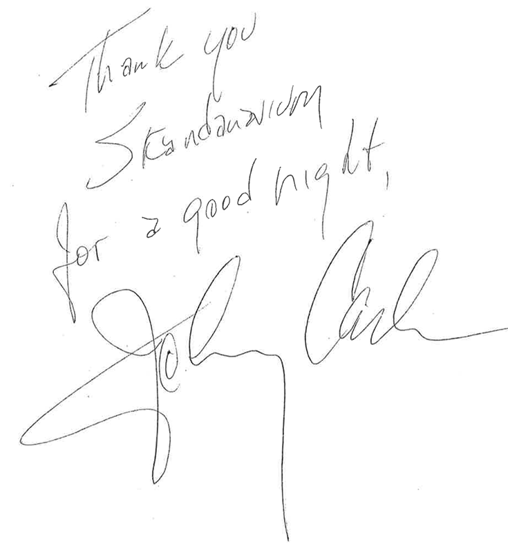 Johnny Cash autograf. Thank you Scandinavium for a good night!
