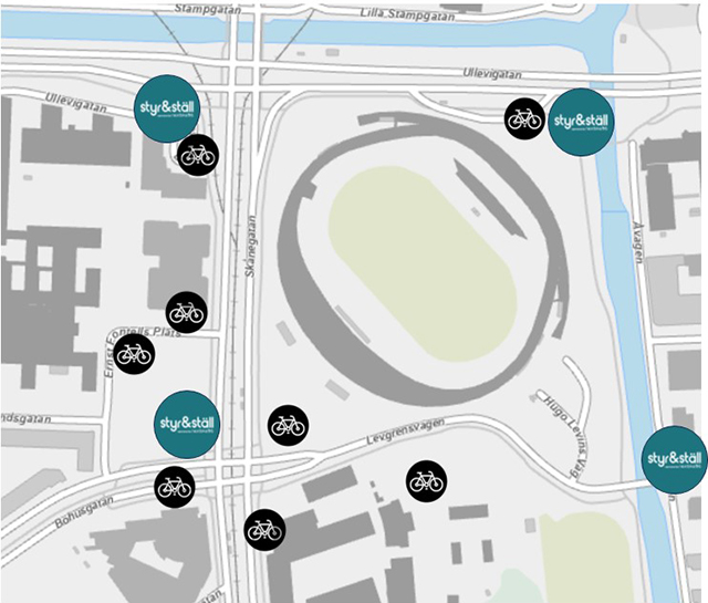 There are several bike parkings around Ullevi Arena.