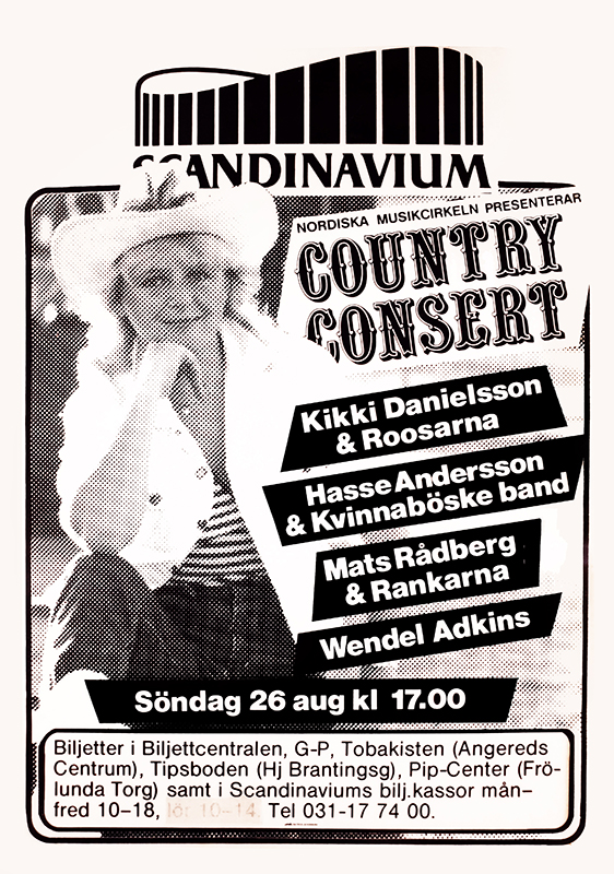 Poster för countrykonsert med bland andra Kicki Danielsson.