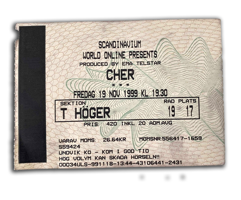 Konsertbiljett till Cher.