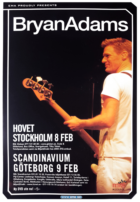 Poster för konsert med Bryan Adams.