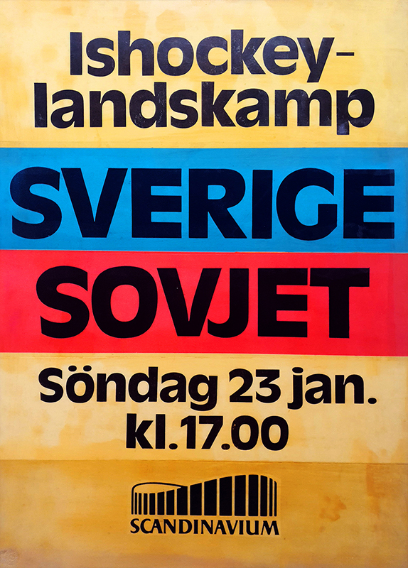 Poster för en ishockeylandskamp mellan Sverige och Sovjet den 23 januari 1972.