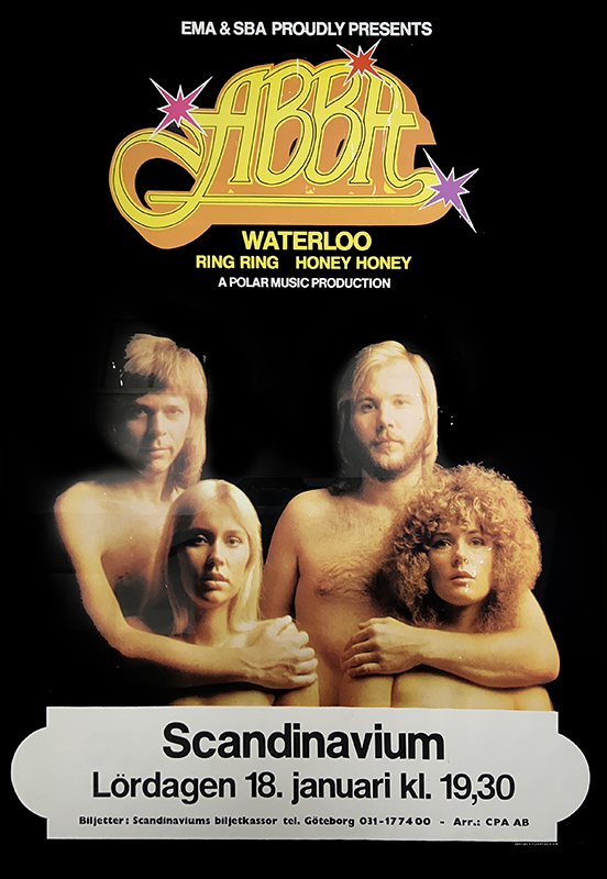 EMA & SBA proudly presents ABBA. Waterloo. Ring ring. Honey Honey. Scandianvium lördag 18 januari.