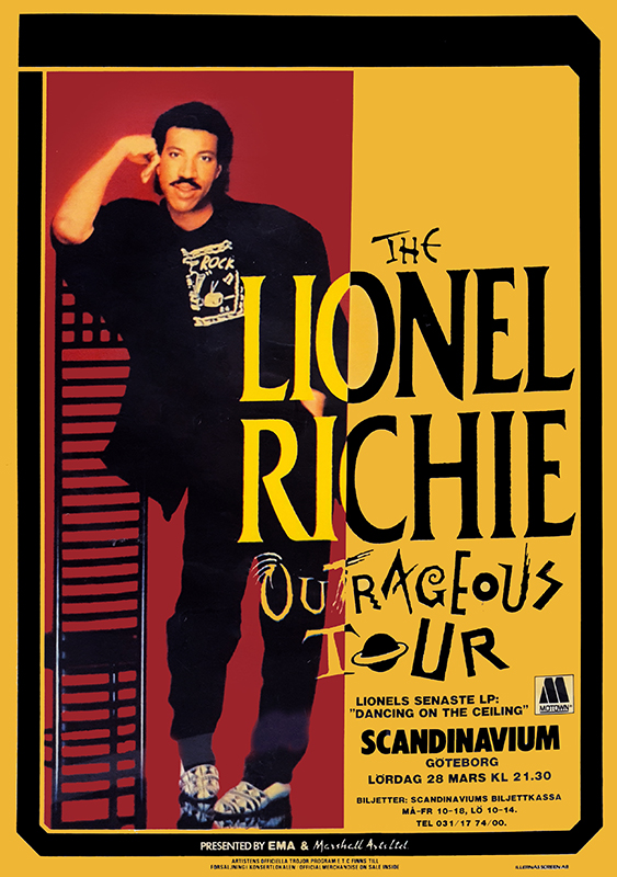 Poster för The Lionel Richie Outrageous tour.