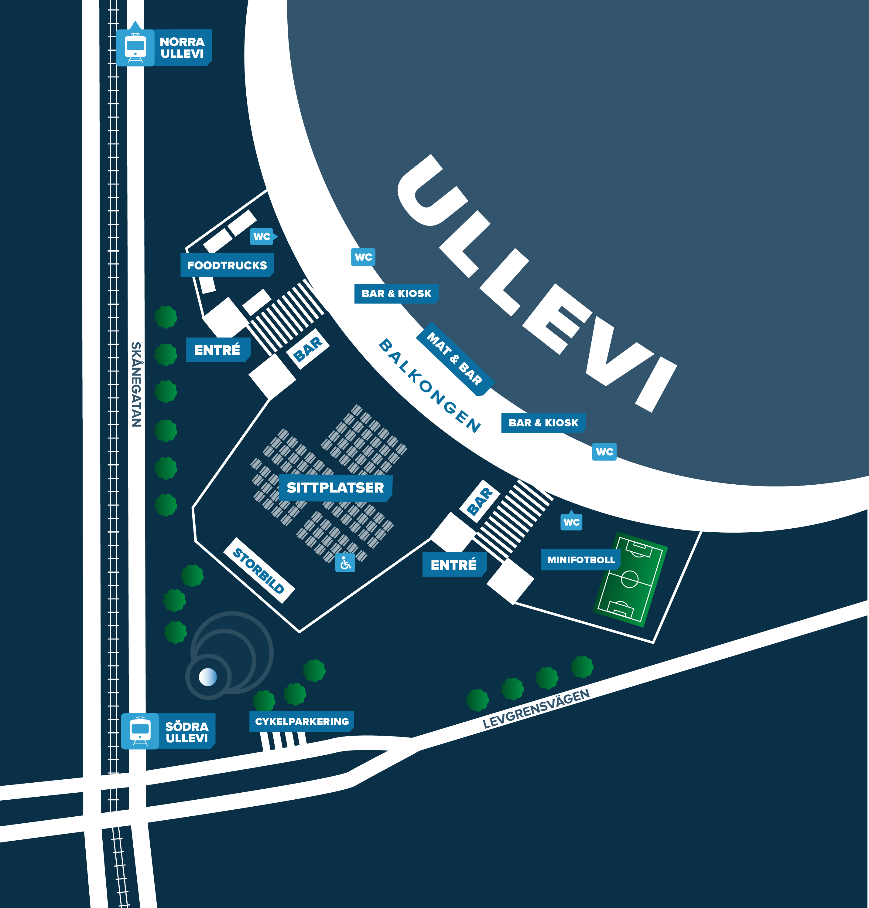Områdeskarta över Ullevi Plaza under EM-visningarna
