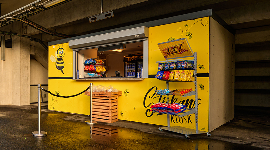 Stickans kiosk på Bravida Arena.