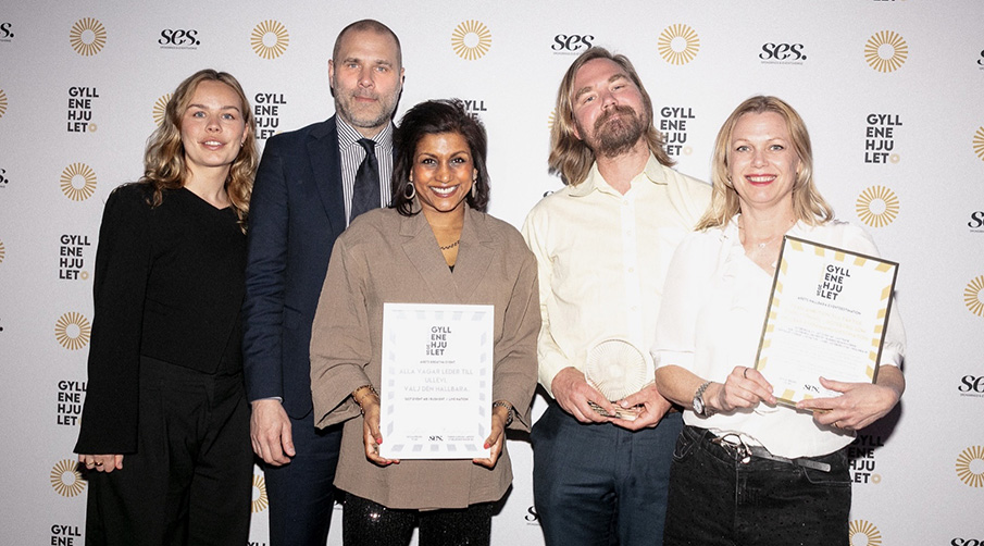 Medarbetare på Got Event och Göteborg & Co som tog emot priser för årets hållbara evenemangsdestination och årets kreativa event under Gyllene Hjulet 2026.
