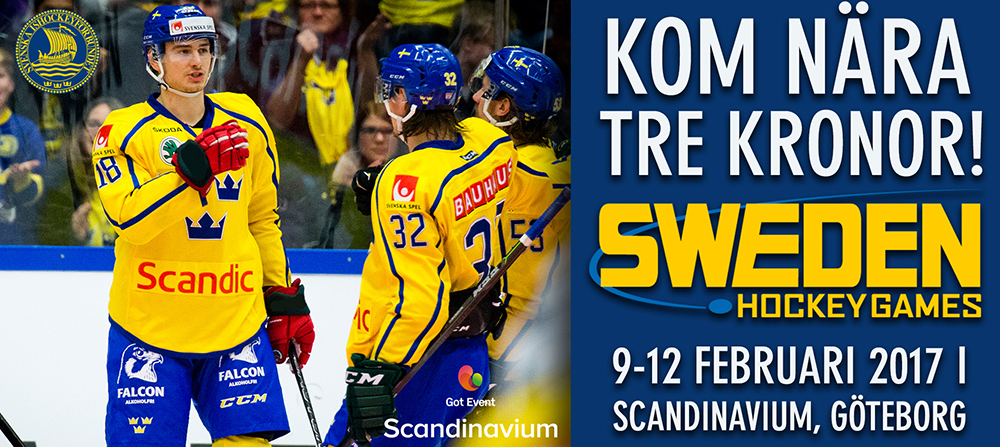 Kom nära Tre Kronor. Sweden hockey games. 9 till 12 februari 2017 i Scandianvium, Göteborg.